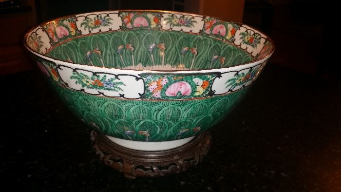 #128    Chinese famille vert antique bowl   price $500