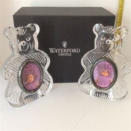 #281           Waterford Crystal Teddy Bear picture frames.  Set of 2.          $150.