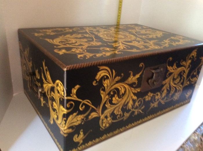 #304.     Wooden inlay box.    Versace Motif     Large.        $250.