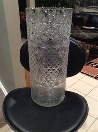 #360                  Huge Cut Crystal Vase    30” T.   $300.