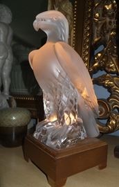 #373     Large Lalique Eagle on                             Lighted Pedestal            $750. 