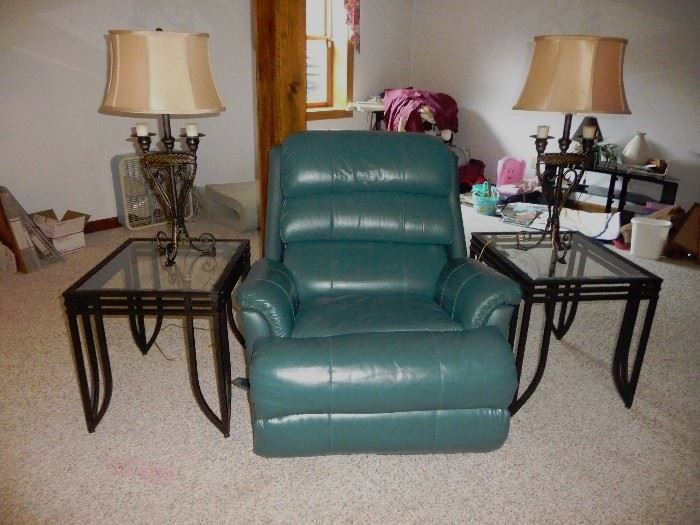 nice recliner / end tables and more