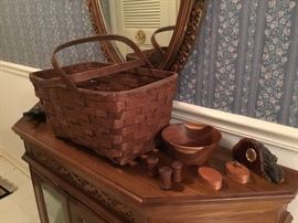 Basket, clock, nice wood