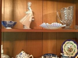 Lladro, depression opalescent glass, etc