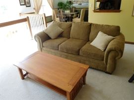 Broyhill  sofa  and  mission  style  coffee  table