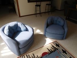 barrel  blue  chairs,pair  of  bar  stools