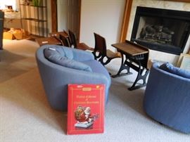 view  of  finished  lower  level-blue  chairs  are  sold