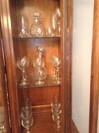 Beautiful crystal stemware various different patterns letting crystal decanters