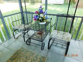 Wrought iron patio furniture.