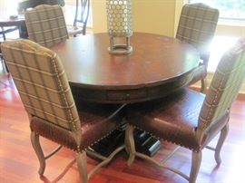 Game Table by Hekman along with 4 plaid back Chairs.