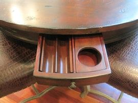 Game Table by Hekman along with 4 plaid back Chairs.