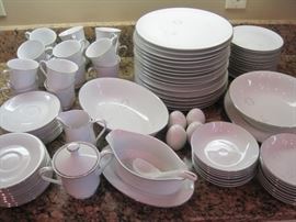 Silver and White China.