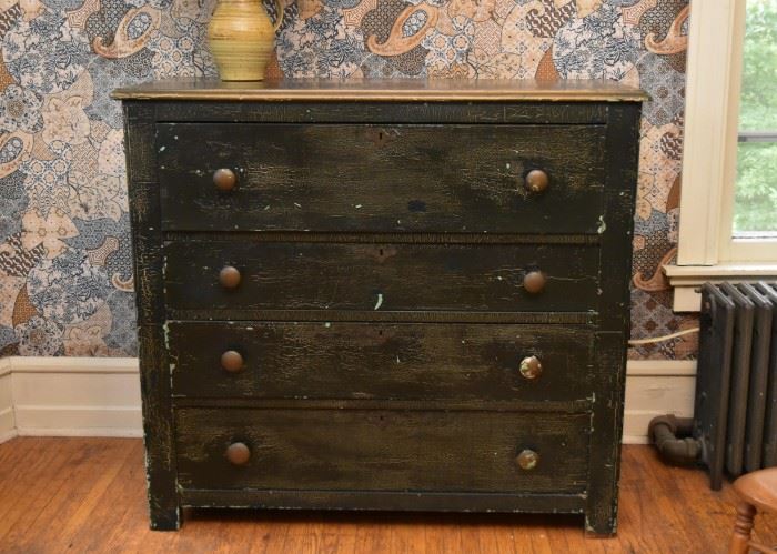 Black Crackle Finish Chest of Drawers
