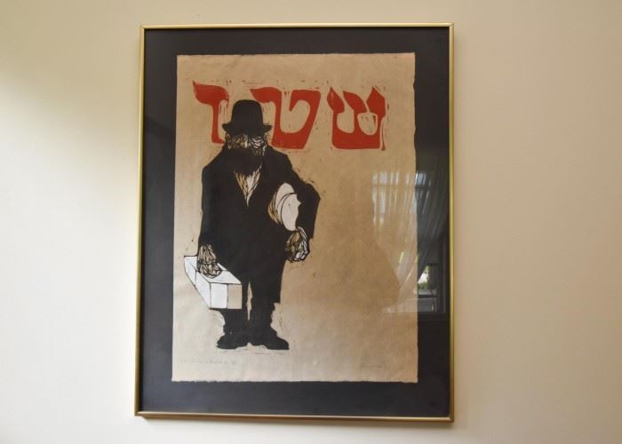 Original Framed Rabbi Print by Shelly Canton