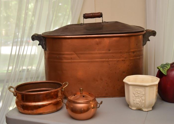 Vintage Copper Items, Vintage Pottery Planter