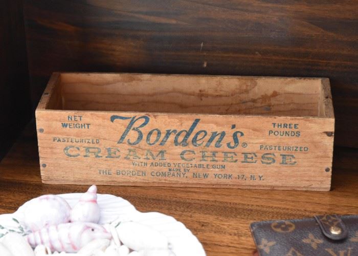 Vintage Wooden Borden Cream Cheese Box