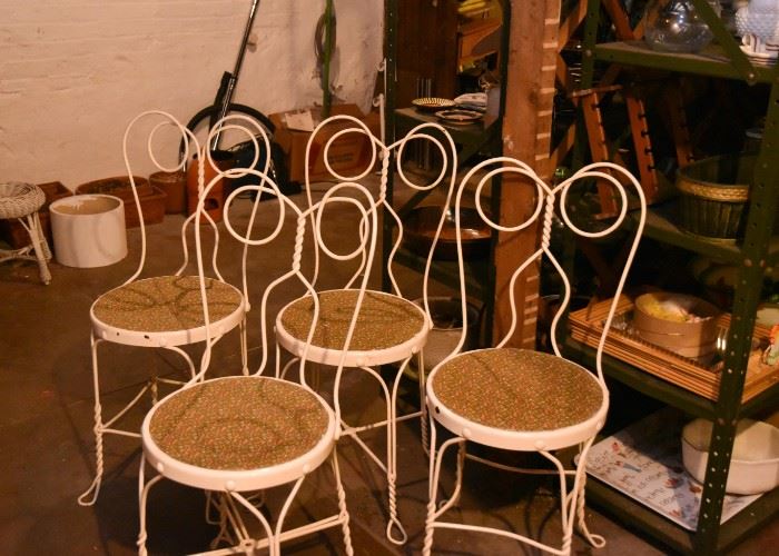 Vintage White Ice Cream Parlor Chairs