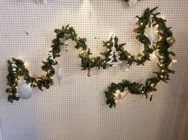 Garland with Lights and Assortment of Ornaments