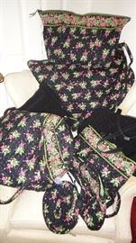 Vera Bradley, Large matching set:  hand bag, tote, purses, duffel, hanging clothes bag. Lilly of the Valley "New Hope" pattern