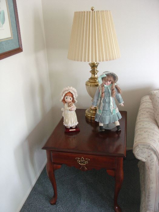 G. Armani Doll, Vintage Porcelain doll and Stiffel lamp