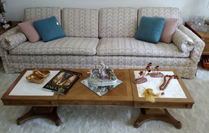 Looong Sofa, Retro Coffee Table, Antique Porcelain Madonna