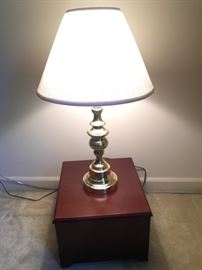 Desk lamp and printer table.