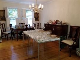 extensive glassware to include depression yellow,  pink, cut crystal, hob nail.