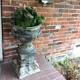 Cement flower pot and stand