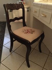 Rosewood chair with needle point seat