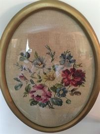 Needle point with oval frame