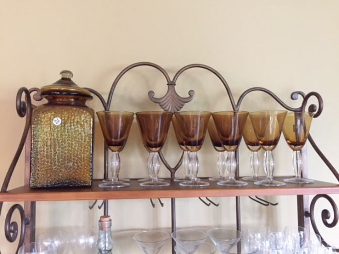 Amber Glassware Set and Jar.