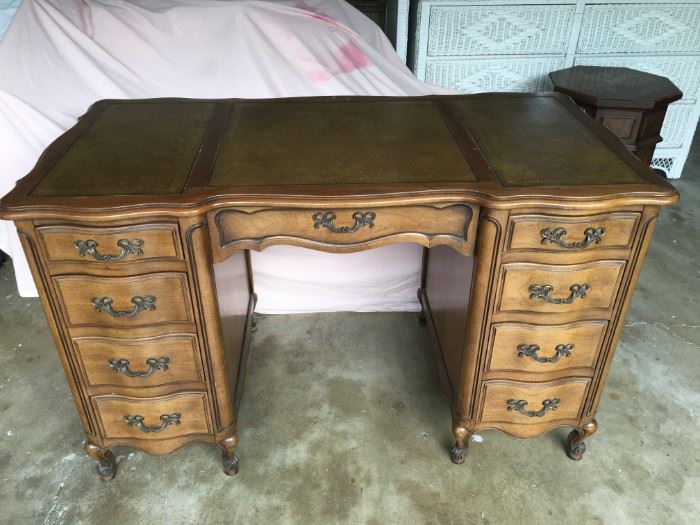 Vintage leather inlayed  writing desk
