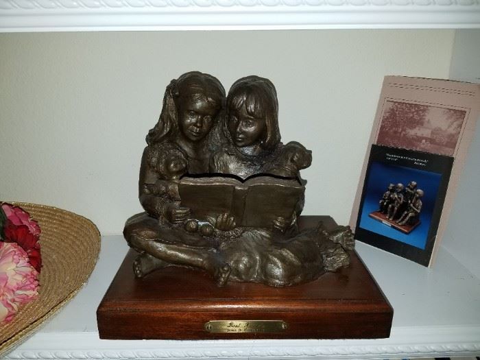Bronze statue of Girls Reading - 'Best Friends' 