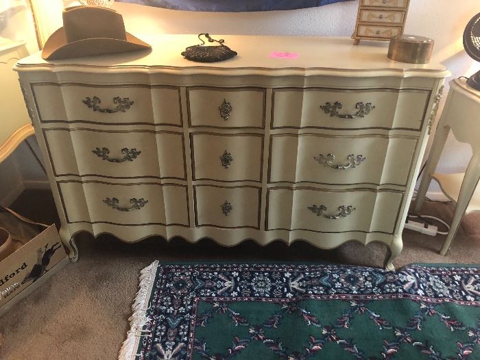 French Provincial dresser with mirror and matching night stand