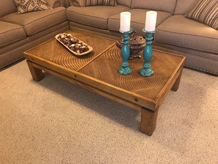 Oak coffee table and matching end table