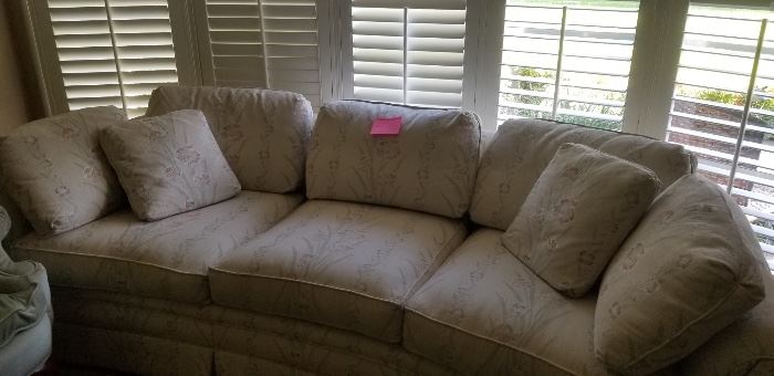 White formal floral sofa