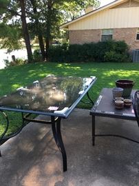Patio table with glass top