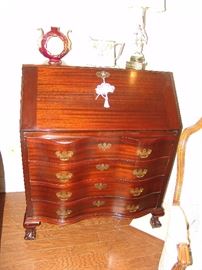 Mahogany Winthrope style fall front desk with drawers