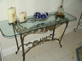 Glass top and metal table