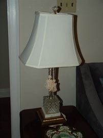 Glass lamp with Silk shade