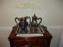 Silver plated tea set and tray