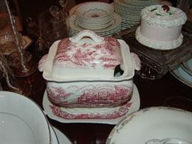 Red and white tureen