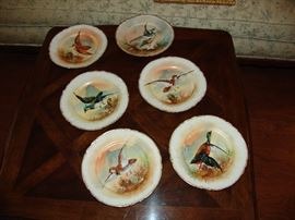 Set of 6 hand painted game plates