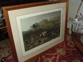 Framed hunt print