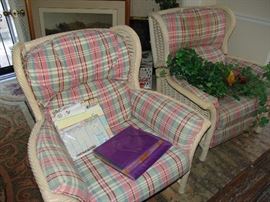 Pair of wicker upholstered chairs