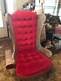 Amazing Red Velvet chair & caning