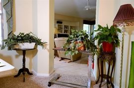 Florals and antique tables for sale.