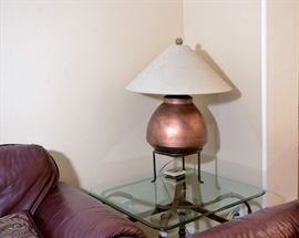 Very unusual copper lamp.