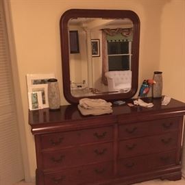 Cherry dresser and mirror 