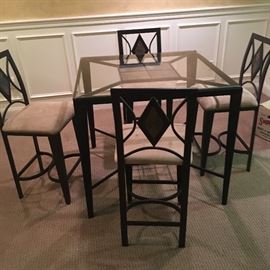 Metal/glass table and four chairs 